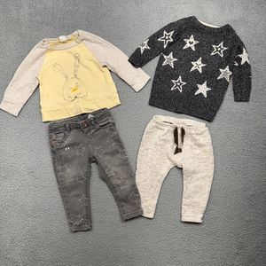 GAP Sweater Baby Girl 18 Months Gray Stars Jeans Easter Chick Outfit Bundle Zara